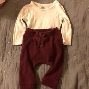H&M onesie and old navy waffle knit pants